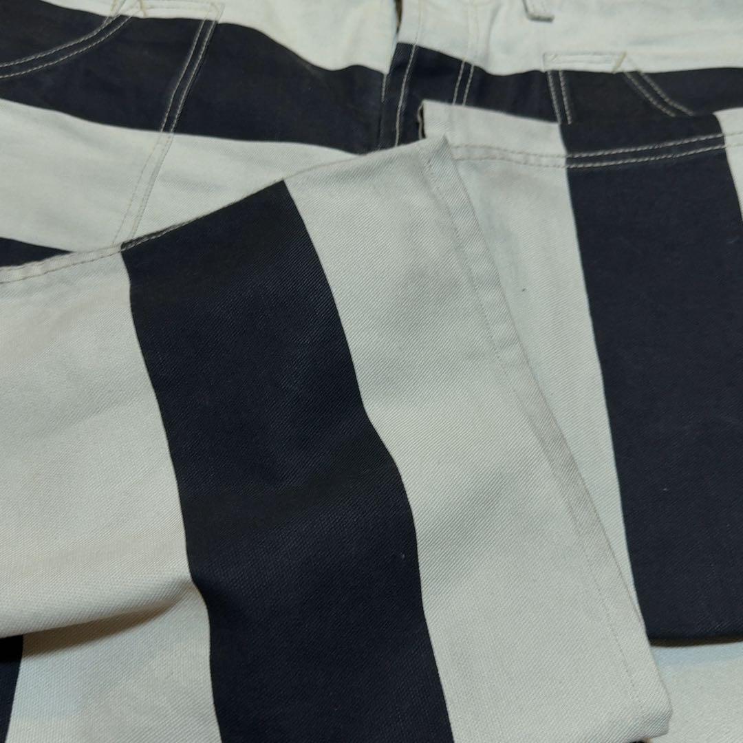 【古着】ロードランナー　プリズナーパンツ　囚人パンツ　ボーダー　ブラック　黒