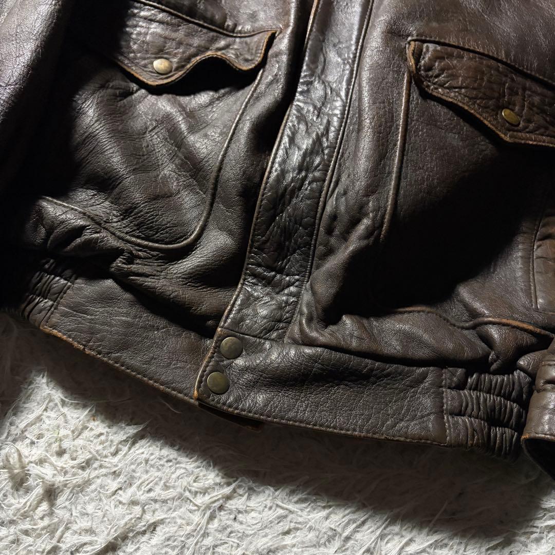 【雰囲気抜群】HOUSTON フライトジャケット　 G-1 襟ボア　羊革　L