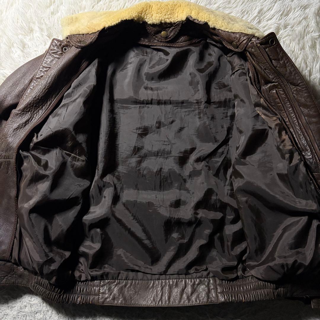 【雰囲気抜群】HOUSTON フライトジャケット　 G-1 襟ボア　羊革　L