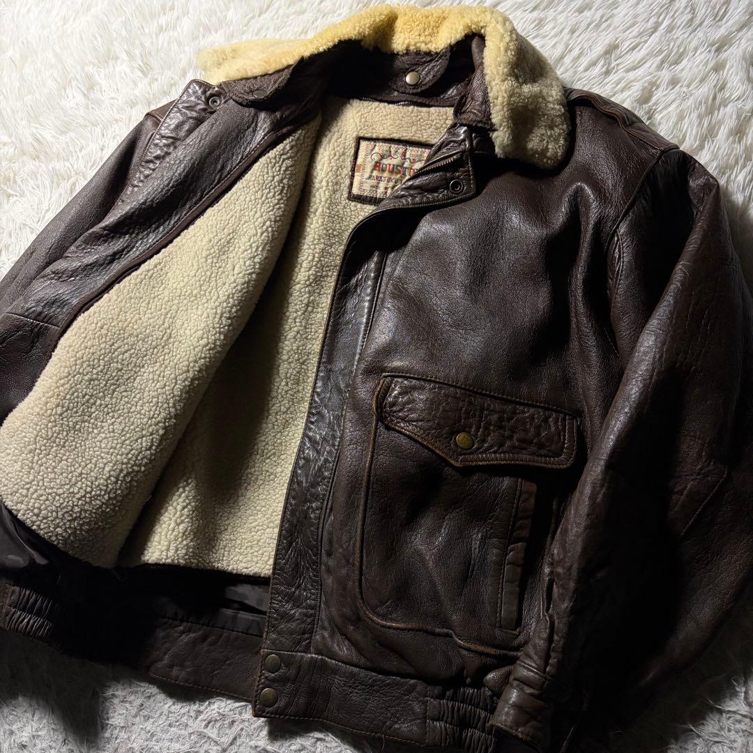 【雰囲気抜群】HOUSTON フライトジャケット　 G-1 襟ボア　羊革　L