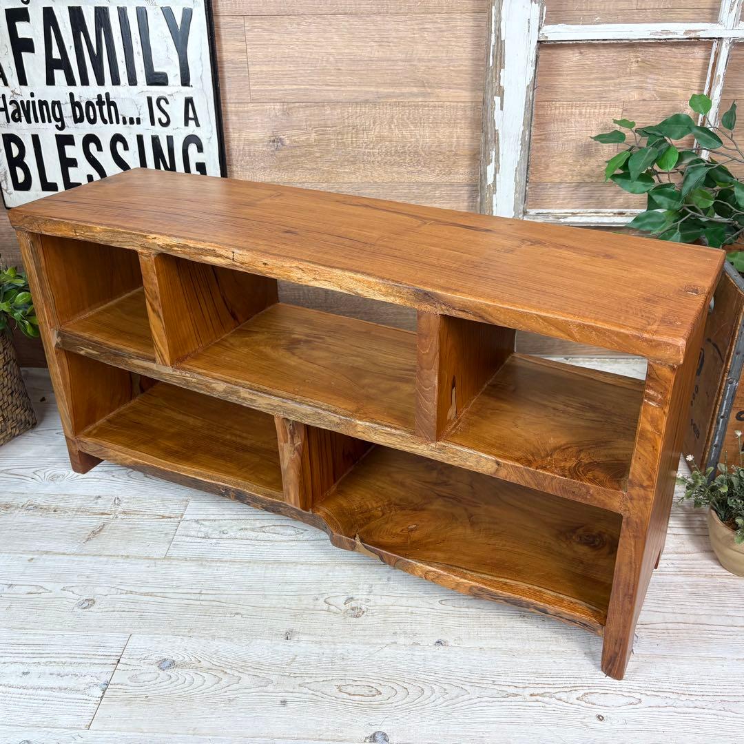 訳あり品！オールドチーク天然無垢材ナチュラルウッドテレビ台サイドボード飾り棚