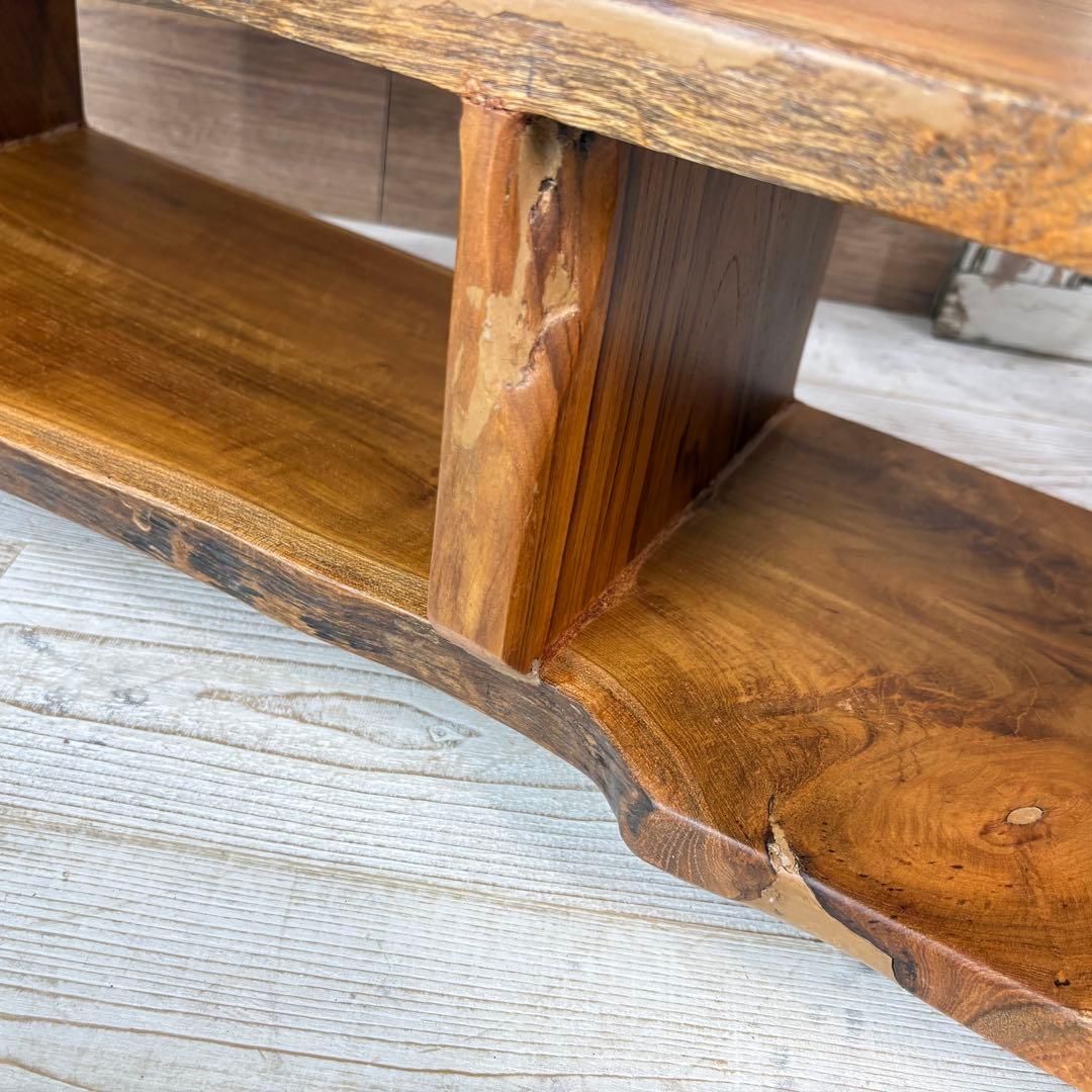 訳あり品！オールドチーク天然無垢材ナチュラルウッドテレビ台サイドボード飾り棚