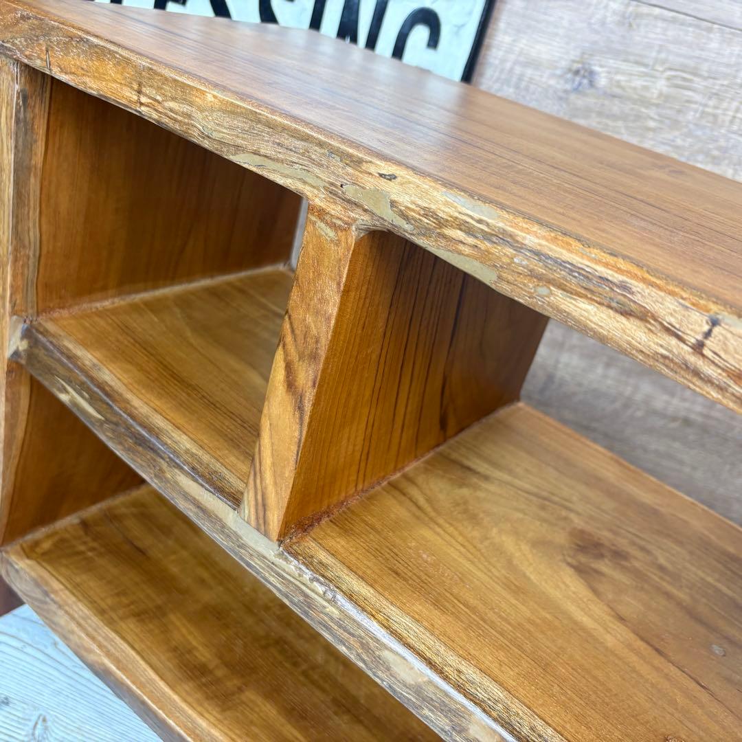 訳あり品！オールドチーク天然無垢材ナチュラルウッドテレビ台サイドボード飾り棚