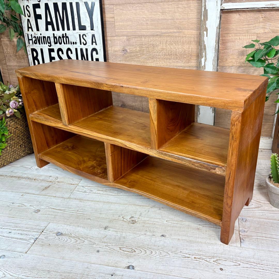 訳あり品！オールドチーク天然無垢材ナチュラルウッドテレビ台サイドボード飾り棚