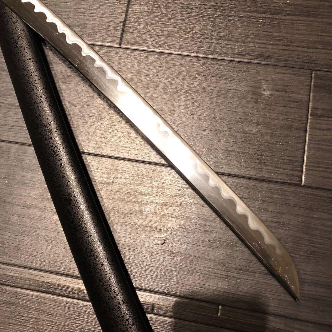 高級模造刀　籐巻拵え　高級居合刀　白黒結び　合金　籐巻柄