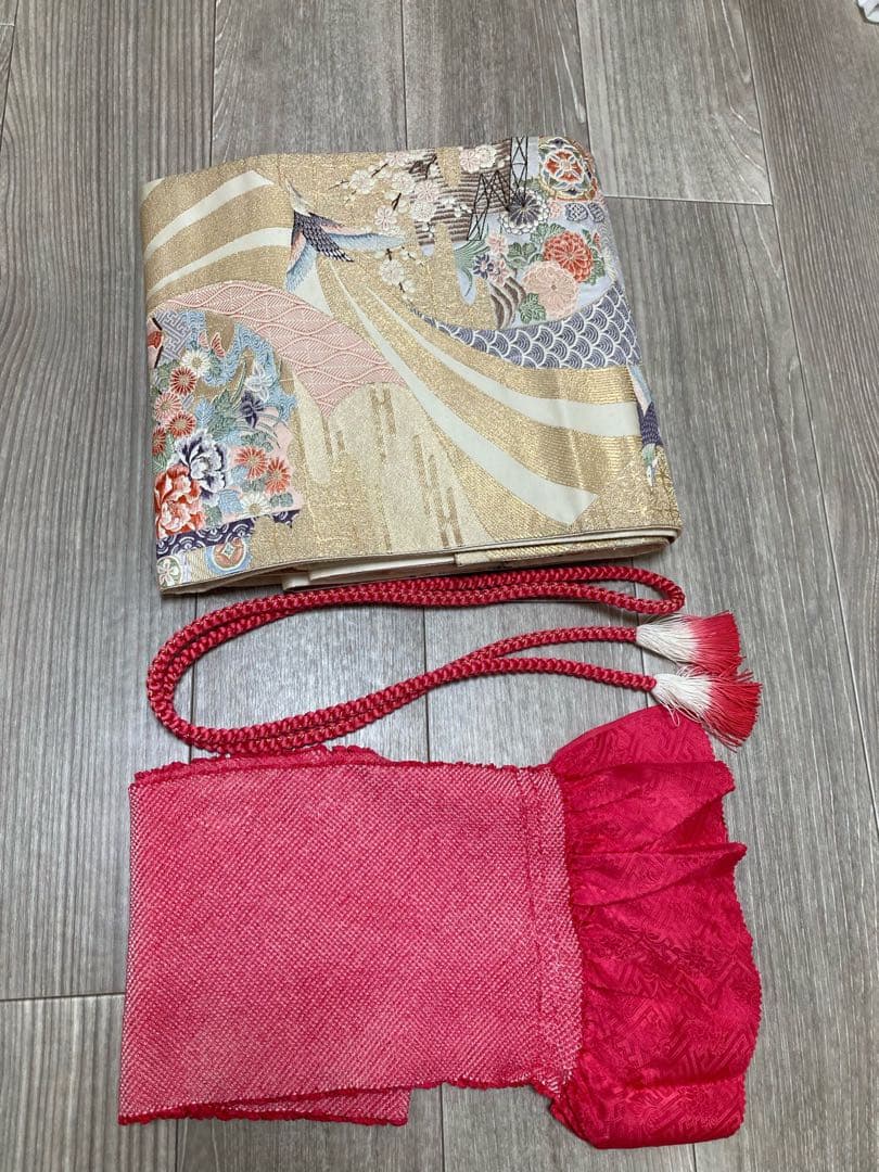 振袖　着物　帯　セット　成人式　水色　蝶　桜　ブルー系　前撮り