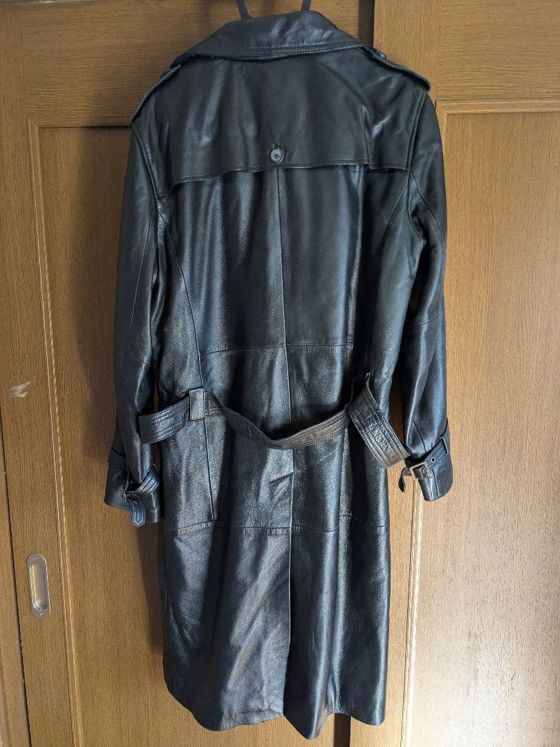 LIUGOO 黒 レザートレンチコート　メンズ