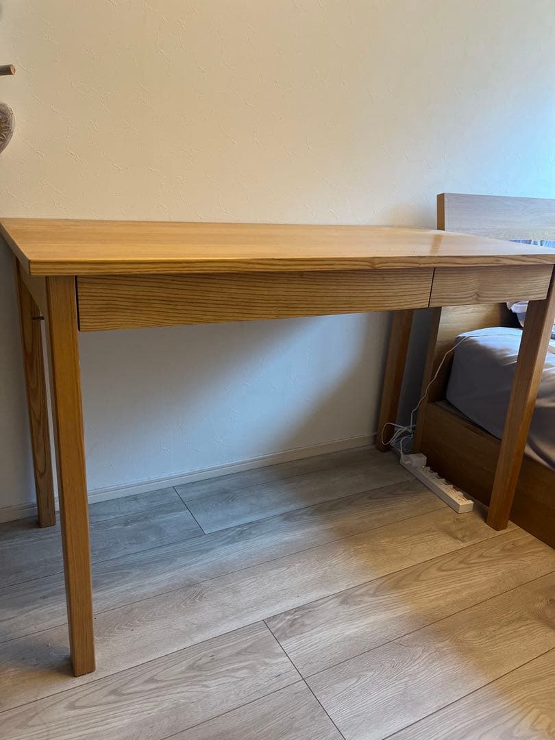 ナチュラルウッドデスク 引き出し付き