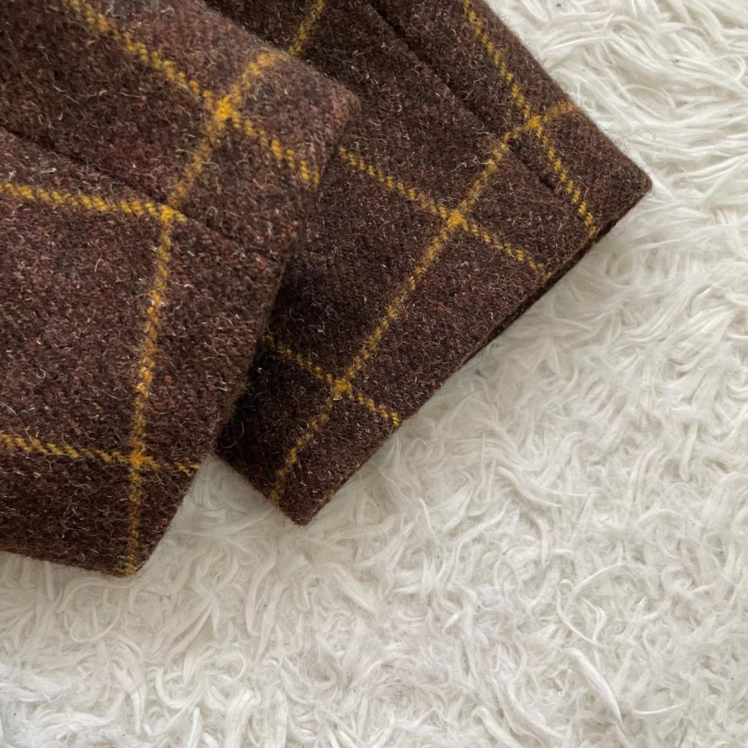 極美品 ポールスミス ツイードコート ウィンドウペンチェック ブラウン L相当