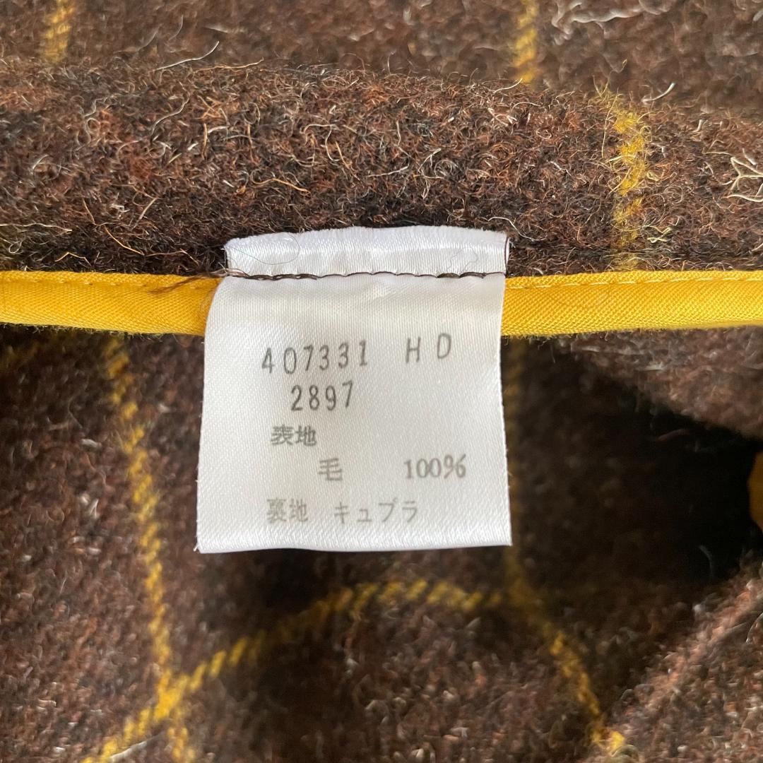 極美品 ポールスミス ツイードコート ウィンドウペンチェック ブラウン L相当