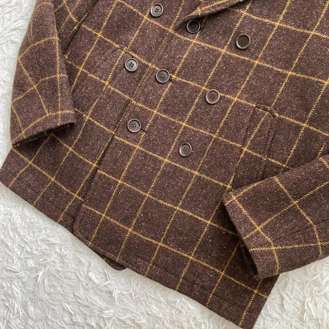 極美品 ポールスミス ツイードコート ウィンドウペンチェック ブラウン L相当