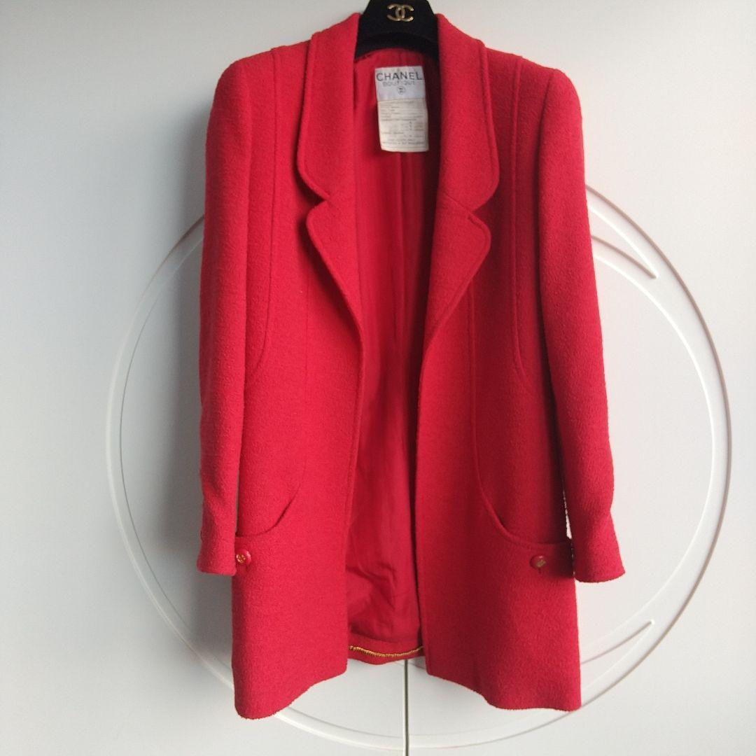 CHANEL 優雅なチェスターコート風ロングジャケット定番ココボタンsize34