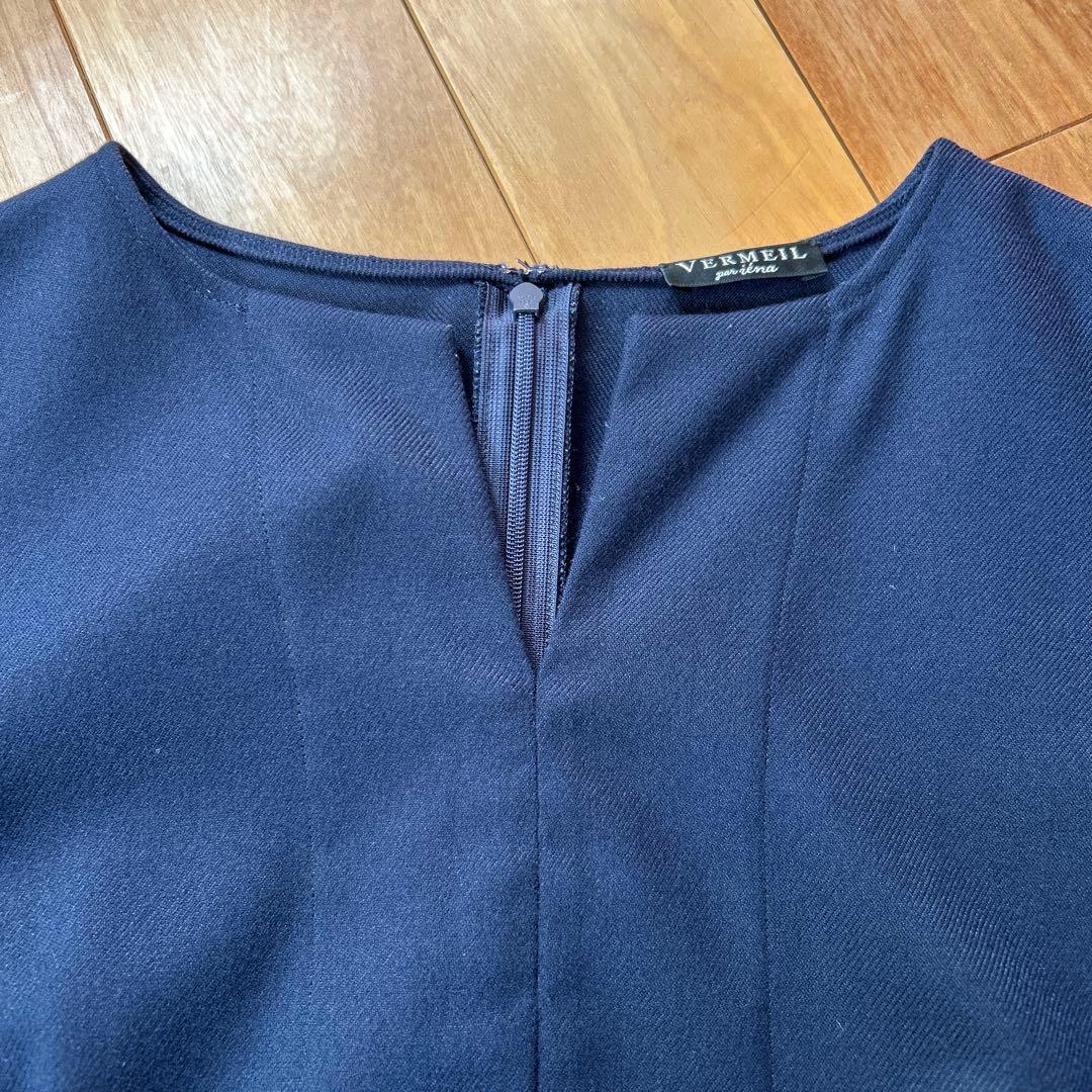 VERMEIL par iena ツイルウエストシェイプ パフスリーブワンピース