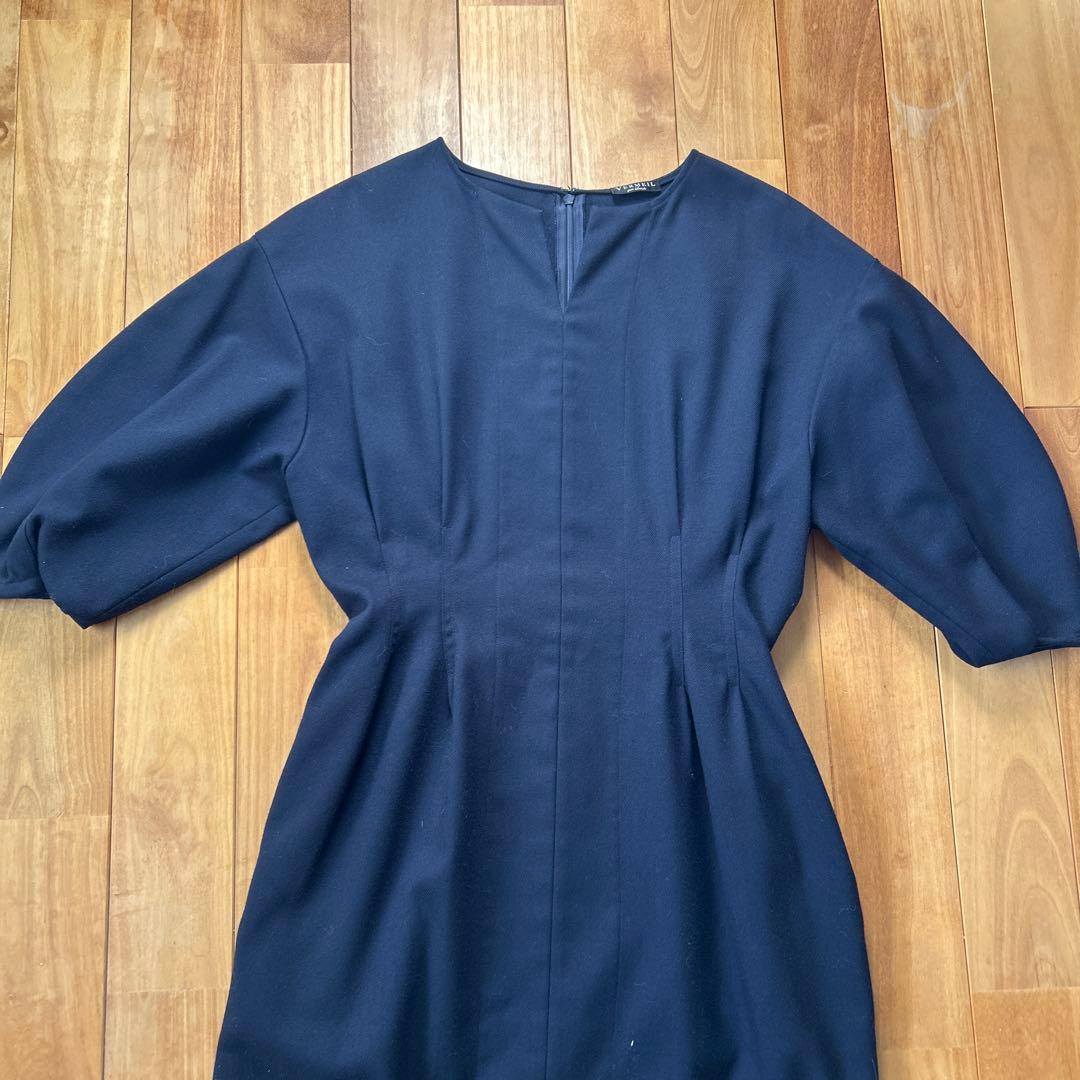 VERMEIL par iena ツイルウエストシェイプ パフスリーブワンピース