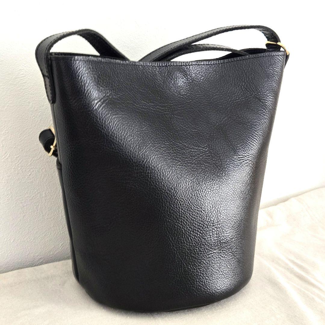 状態良・【OUR】アワーホーム ショルダーバッグ レザー 黒 バケツ型