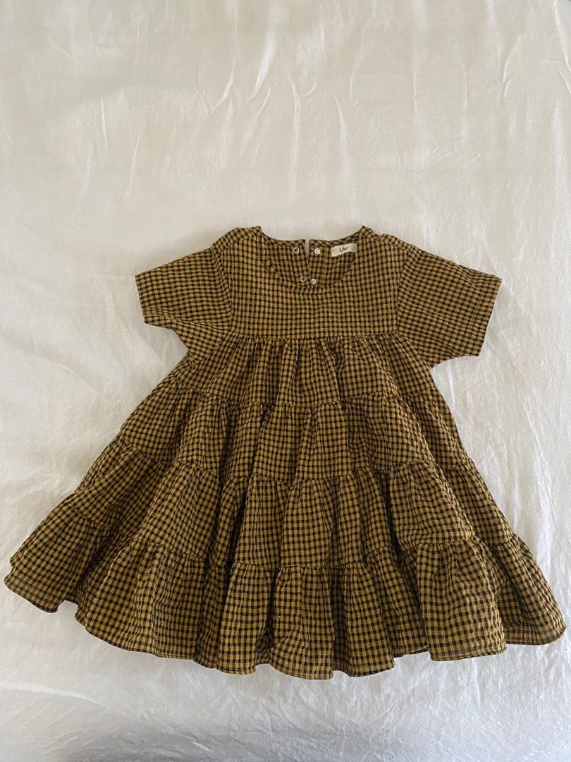 Uhr ティアードワンピース　yellow&black 3-4Y