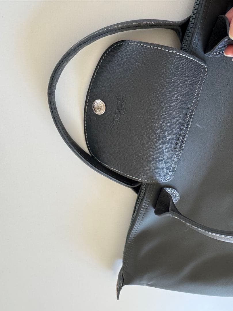 ロンシャン Longchamp プリアージュ M レザー ナイロン グレー