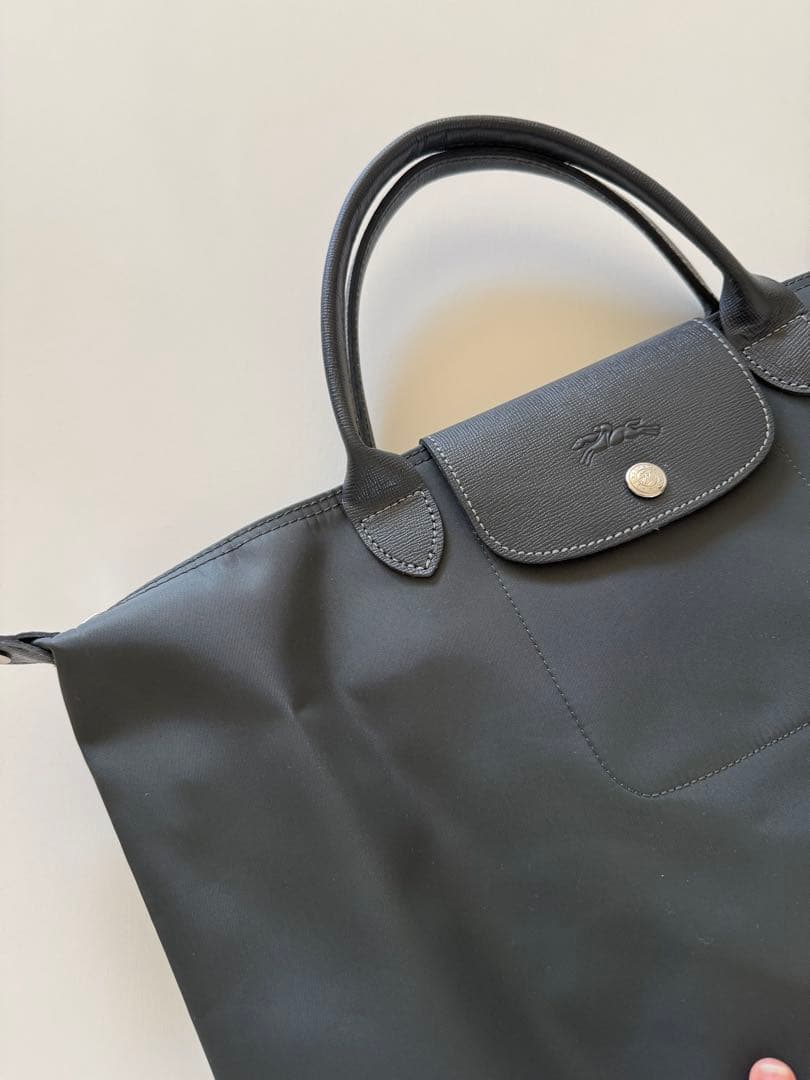 ロンシャン Longchamp プリアージュ M レザー ナイロン グレー
