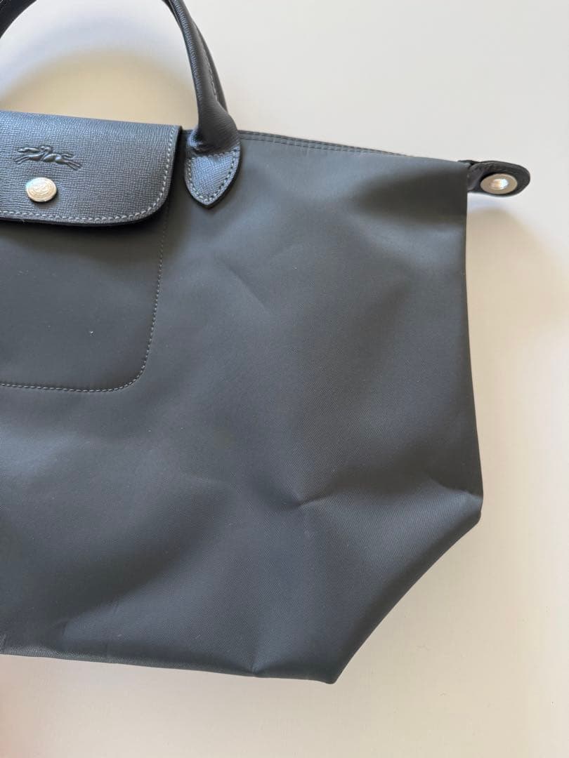 ロンシャン Longchamp プリアージュ M レザー ナイロン グレー