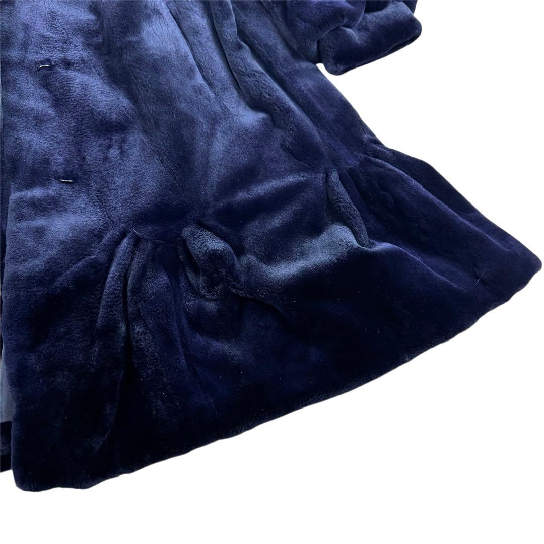 裾周り210 ミンク シェアード パープル コート フレア デザイン◎ XL相当