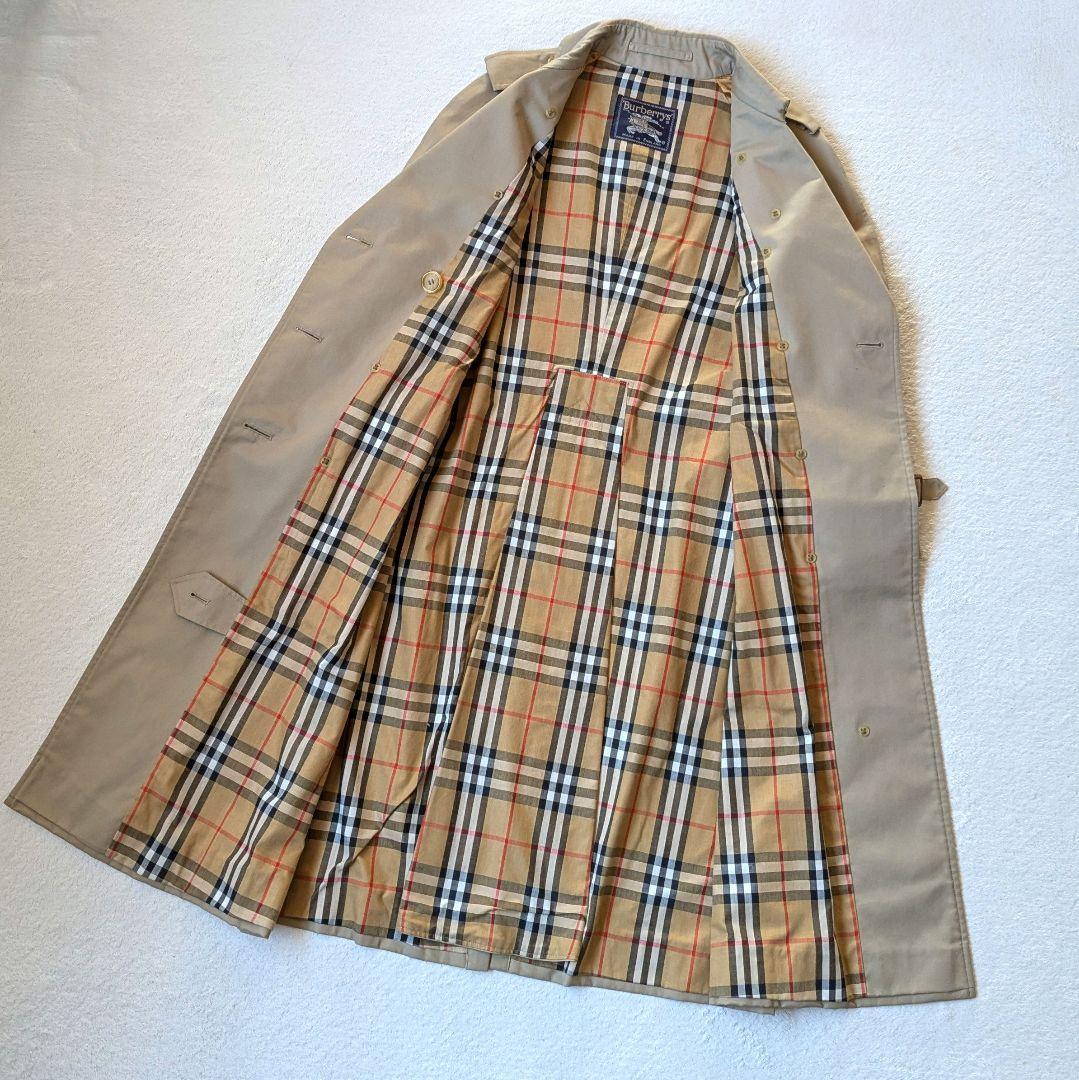 バーバリー トレンチコート ベージュ系 ノバチェック柄 ベルト付き ダブル