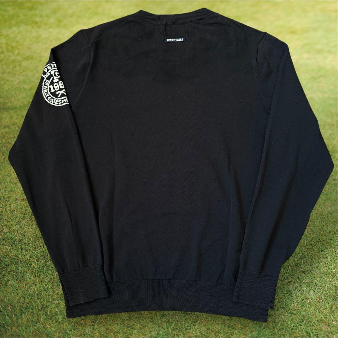 パーリーゲイツ　ニット　黒　白　赤　M〜L相当　ブラック　コットン素材　4