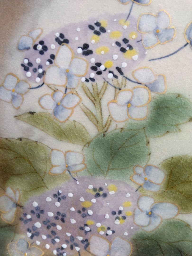 陶あん　京焼　清水焼　皿3枚　ガクアジサイ　ヒオウギ　シュウカイドウ