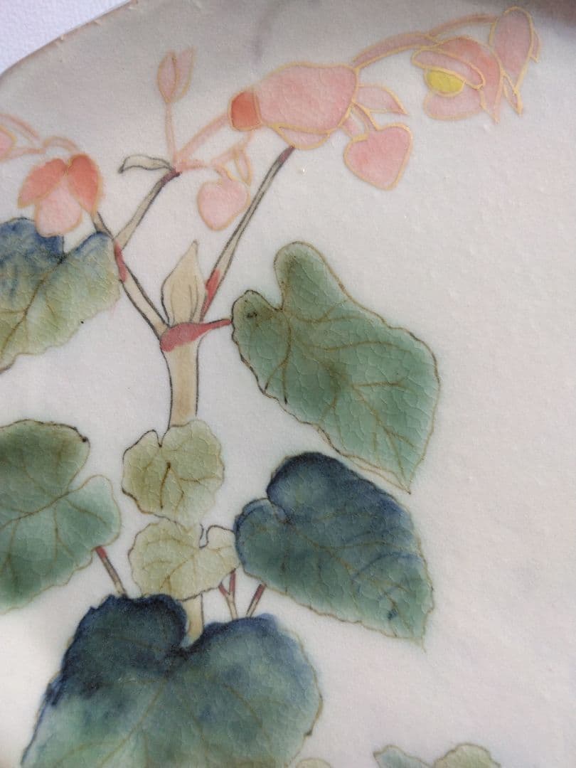 陶あん　京焼　清水焼　皿3枚　ガクアジサイ　ヒオウギ　シュウカイドウ