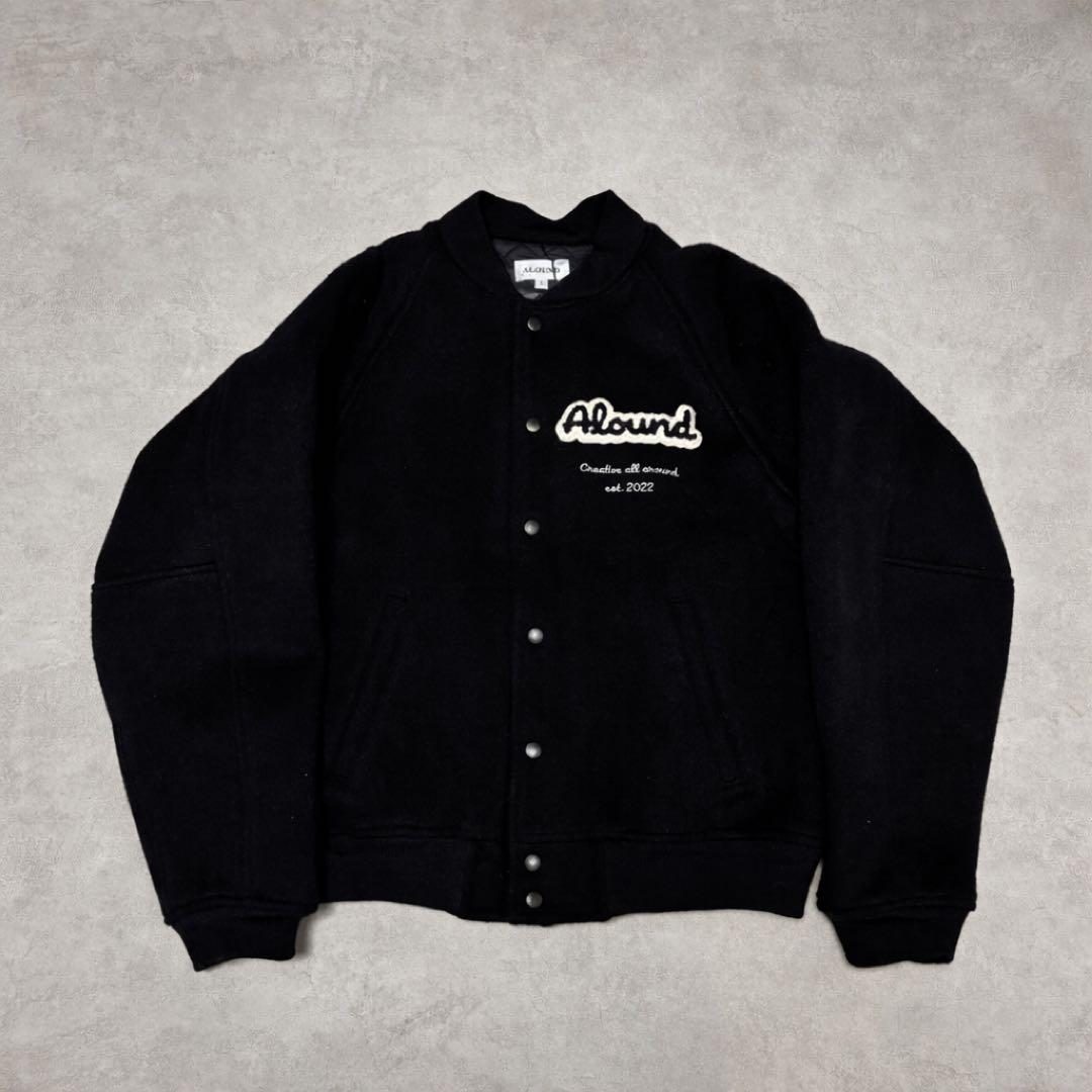 新品alound wool versity jacket スタジャンブラック　L