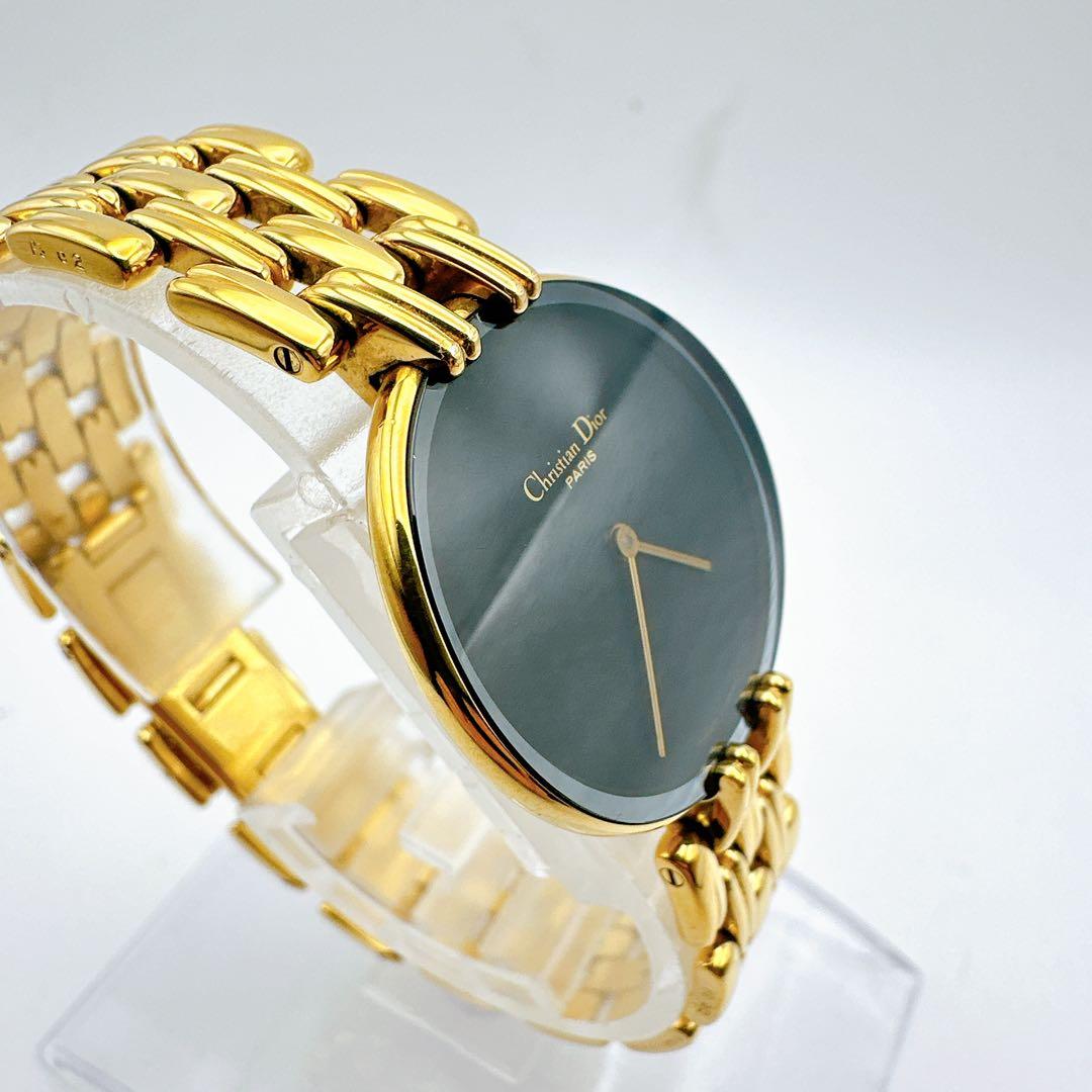 美品 稼動品 クリスチャンディオール バギラ ゴールド 黒文字盤