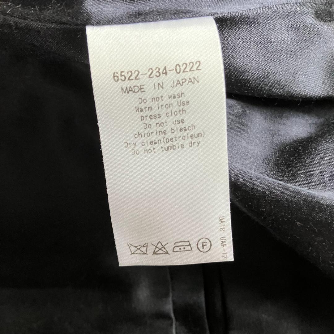 美品◎Drawer ノーカラーショートコート メルトン ウール シルク ブラック