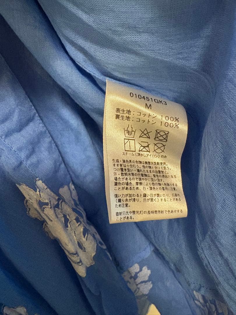 【1回のみ着用美品】ヌキテパ　コットンボイルウエストギャザーワンピース　Mサイズ