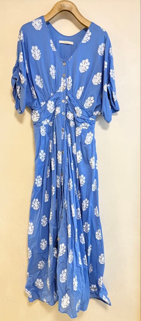 【1回のみ着用美品】ヌキテパ　コットンボイルウエストギャザーワンピース　Mサイズ