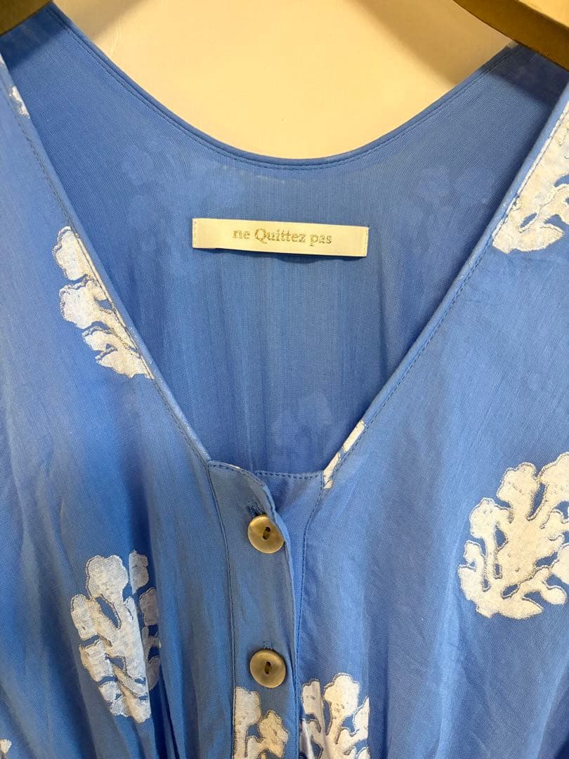 【1回のみ着用美品】ヌキテパ　コットンボイルウエストギャザーワンピース　Mサイズ