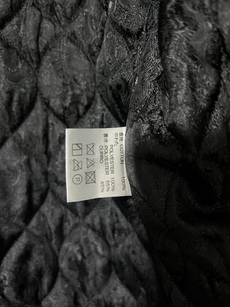 CALEE キャリー ノーカラーワークジャケット ネイビー M ワッペンレザー