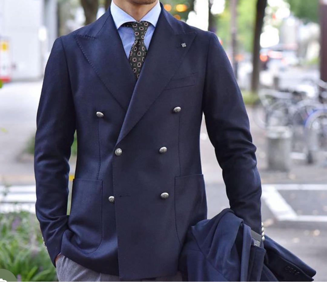 タリアトーレ　46 ネイビー　ダブル　ジャケット　紺ブレ　秋冬