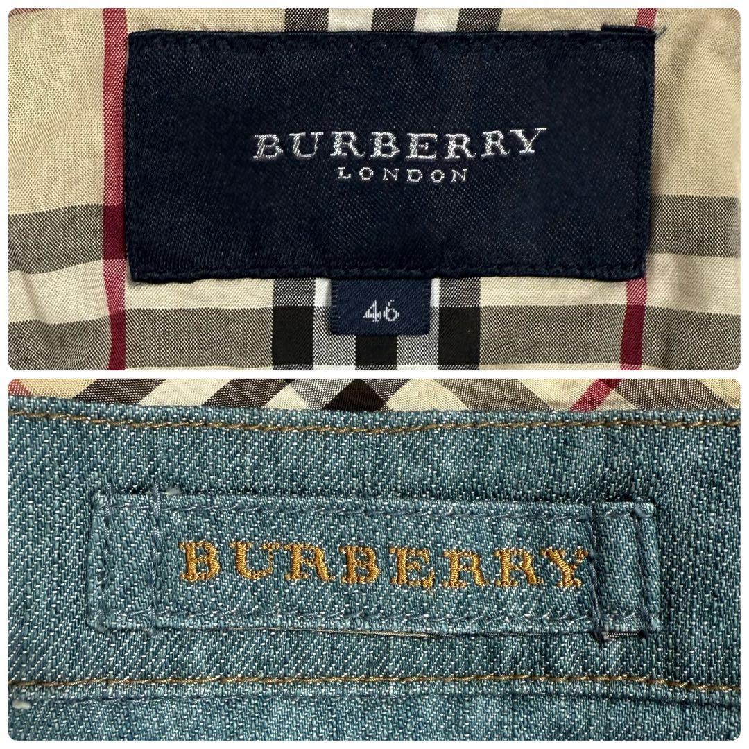美品✨バーバリーロンドン デニムシャツ ノバチェック 刺繍 ストレッチ 三陽商会