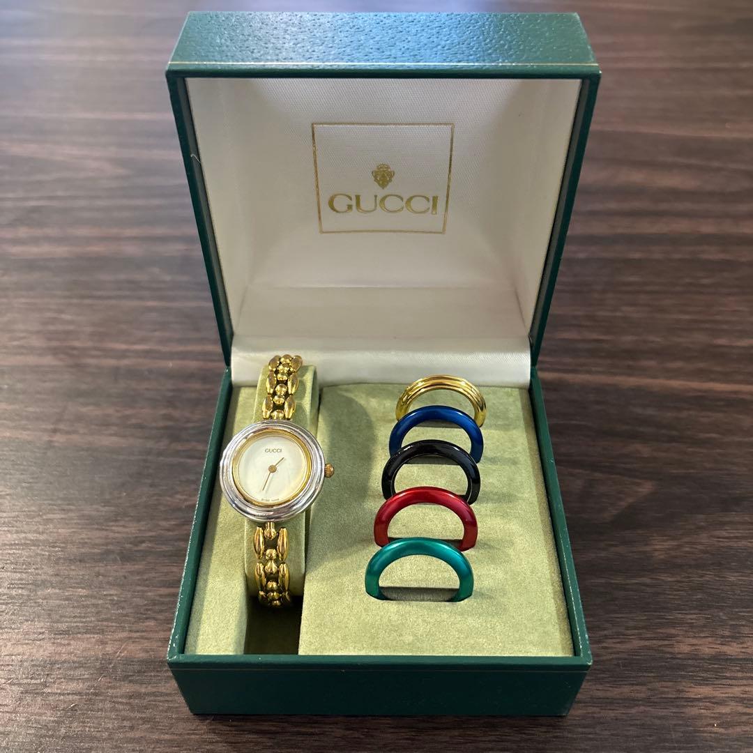 動作未確認　グッチ　チェンジベゼル　箱ベゼル付　ベゼル5個付　クォーツ