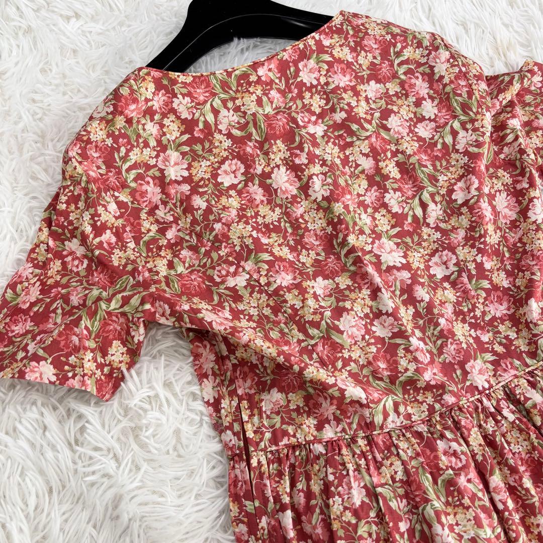 美品　ローラアシュレイ　ロングワンピース　花柄　ギャザー　プリーツ　ビンテージ