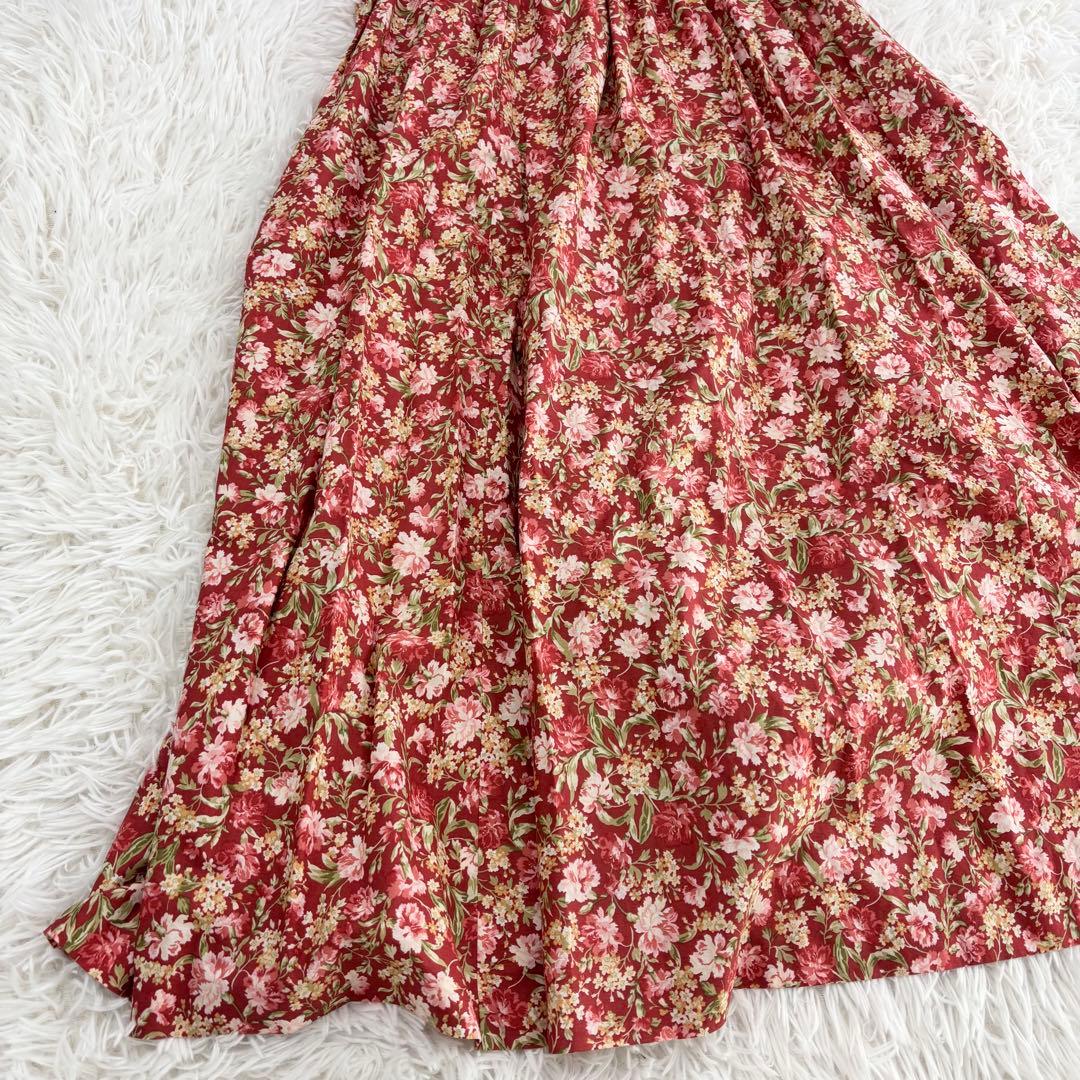 美品　ローラアシュレイ　ロングワンピース　花柄　ギャザー　プリーツ　ビンテージ