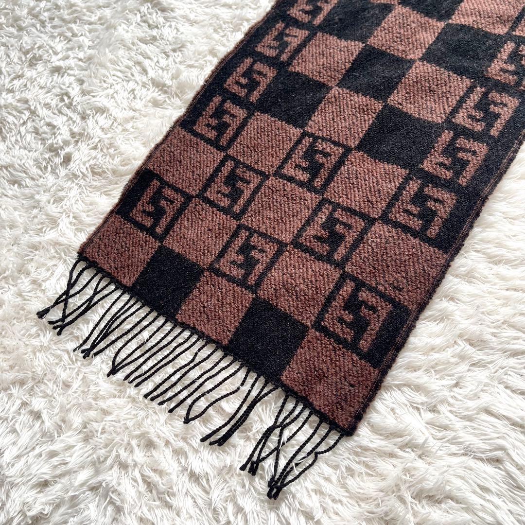 FENDI フェンディ ズッカ柄 ウール フリンジ　マフラー　リバーシブル