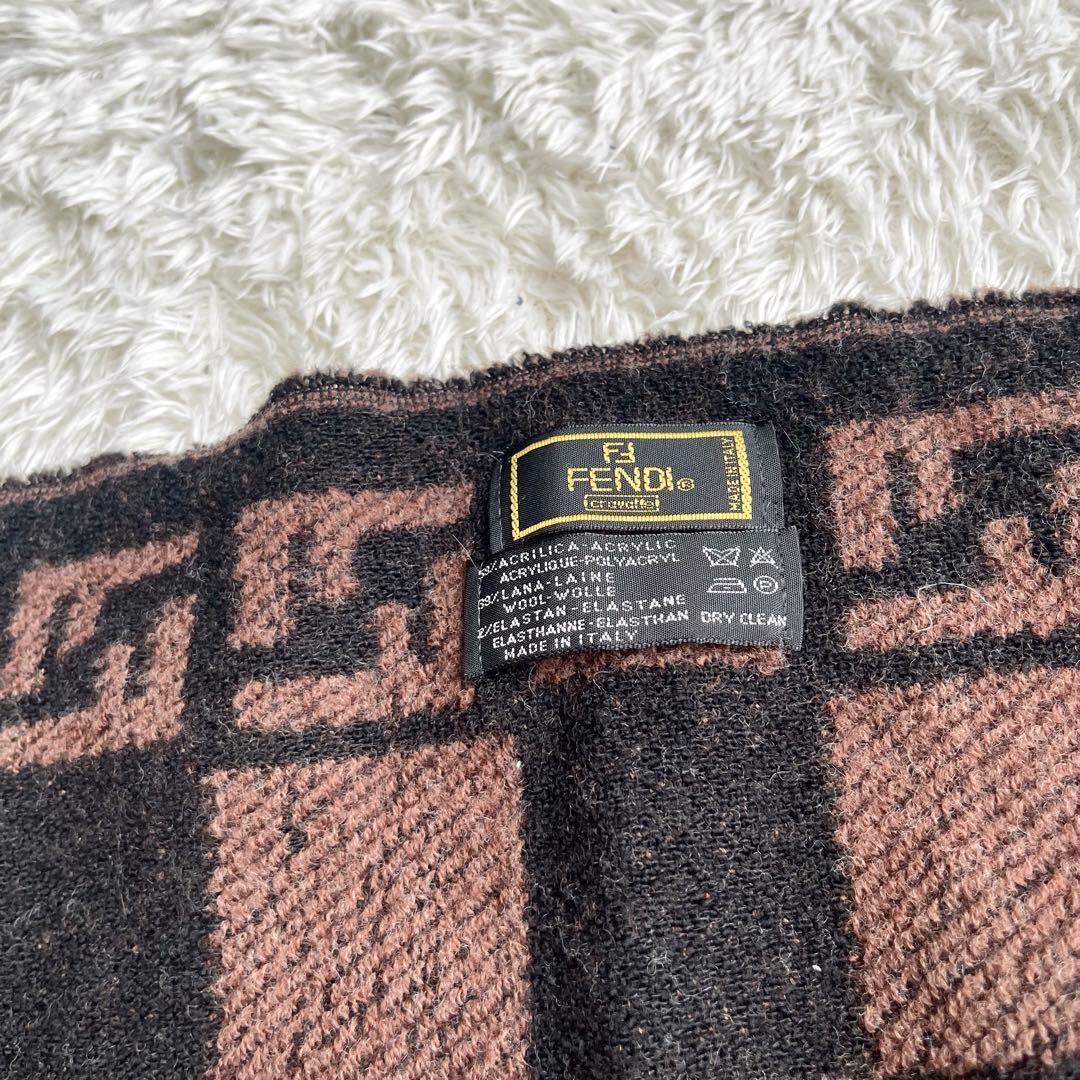 FENDI フェンディ ズッカ柄 ウール フリンジ　マフラー　リバーシブル