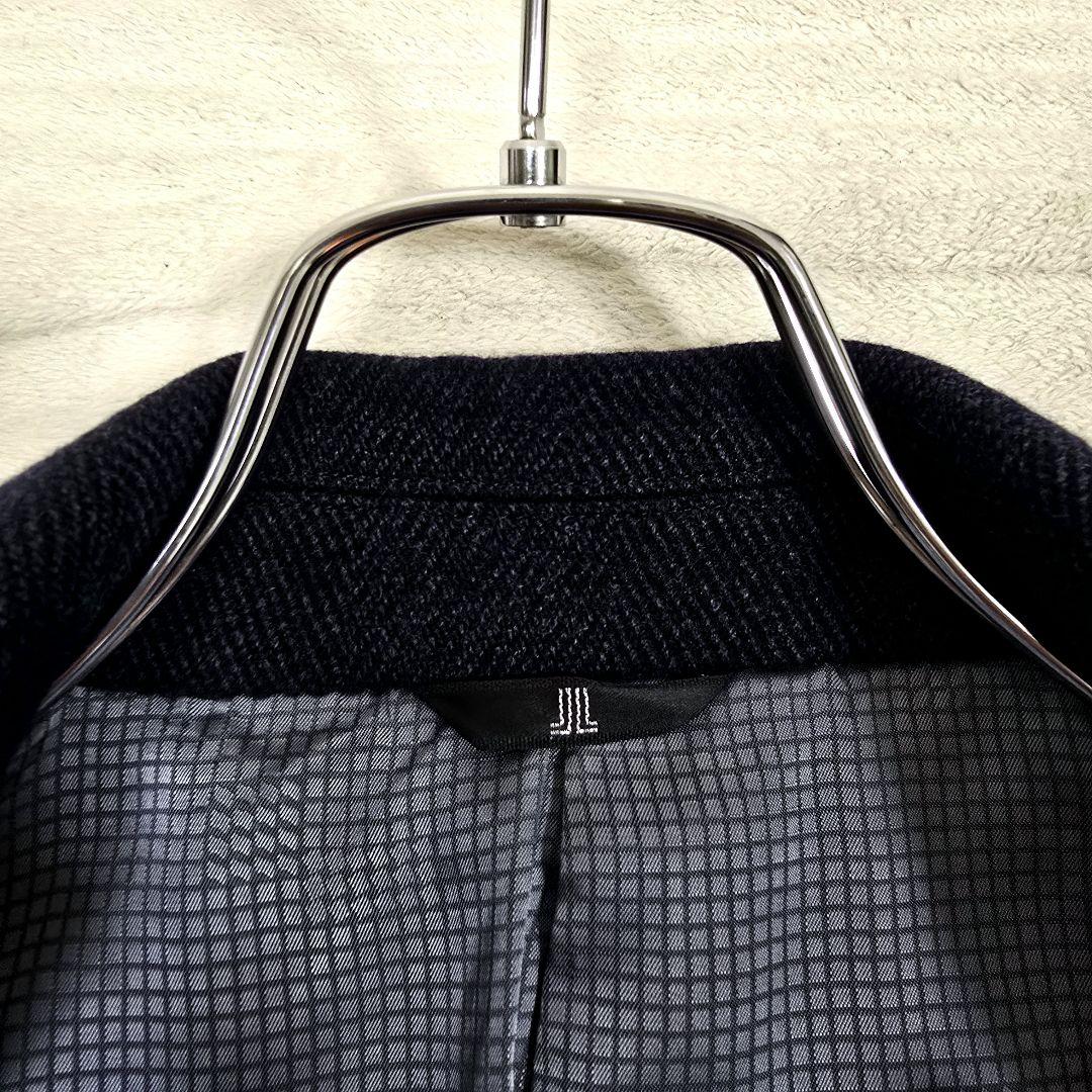 極美品 ランバンコレクション チェスターコート ダブル ヘリンボーン 紺 48