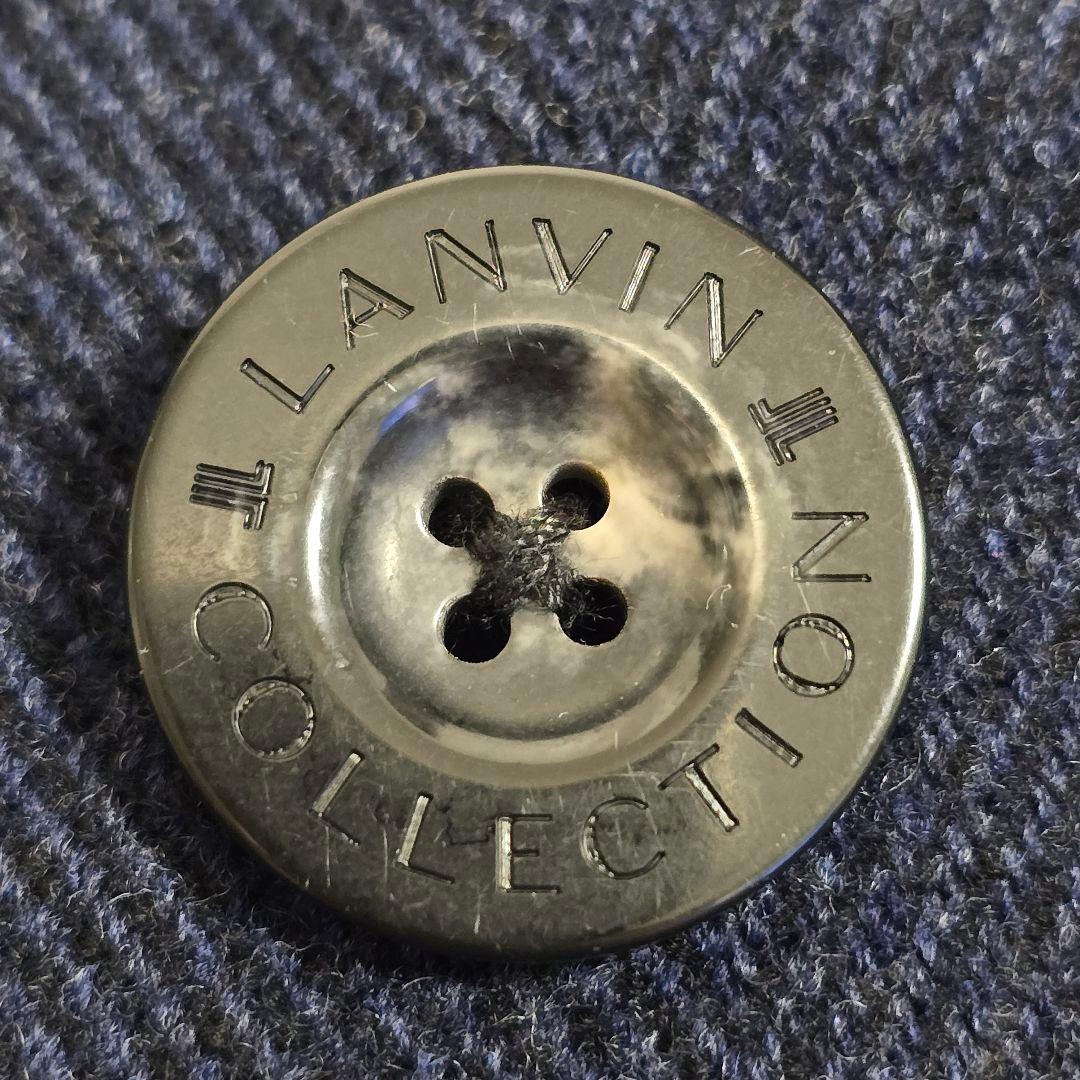 極美品 ランバンコレクション チェスターコート ダブル ヘリンボーン 紺 48