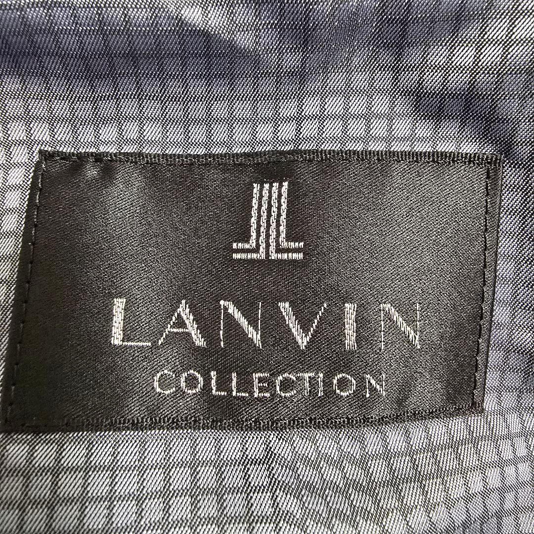 極美品 ランバンコレクション チェスターコート ダブル ヘリンボーン 紺 48