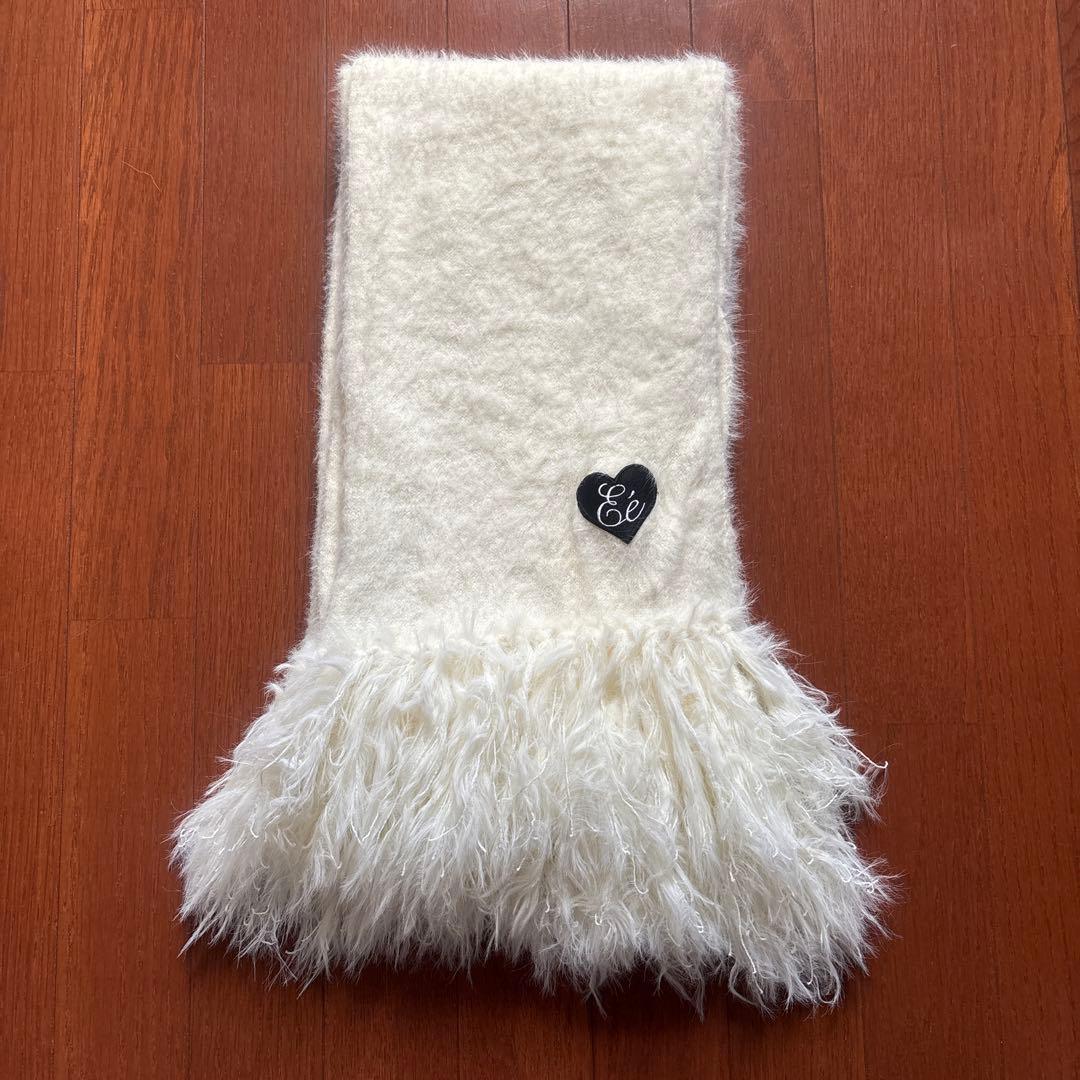 小物 epine mohair fringe muffler ivory