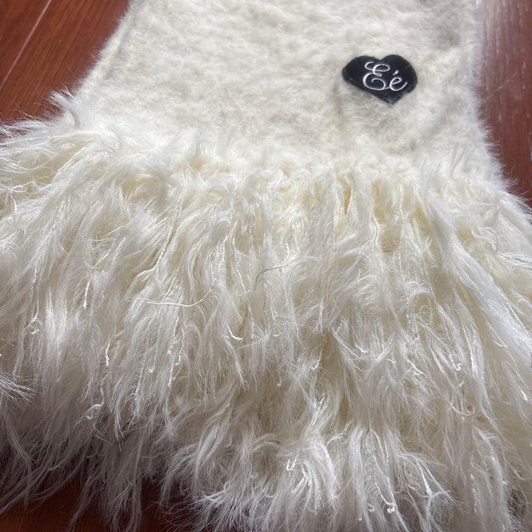 小物 epine mohair fringe muffler ivory
