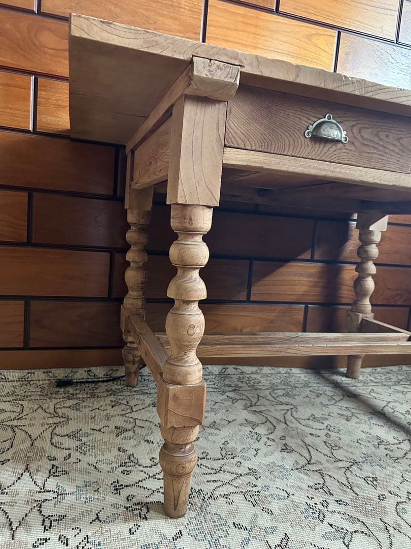 ろくろ脚テーブル　古家具　ビンテージ家具