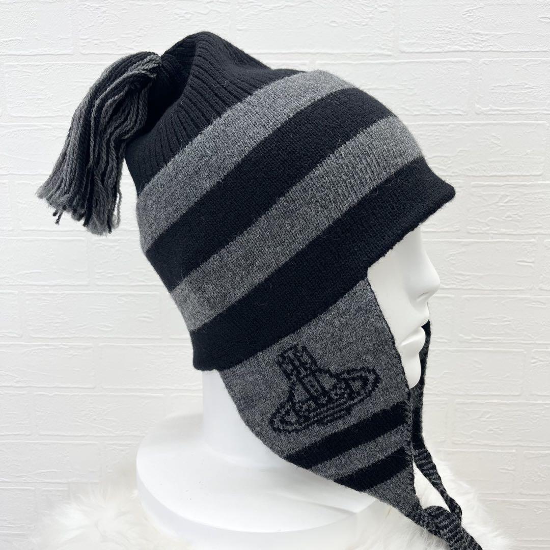 Vivienne Westwood ORB オーブ ボーダー ニット帽 黒