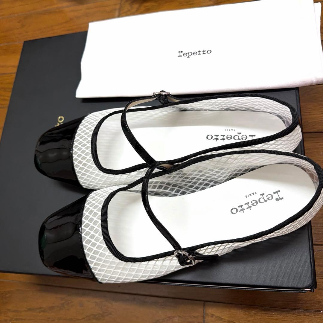 Repetto（レペット） メッシュ×パテントメリージェーンシューズ